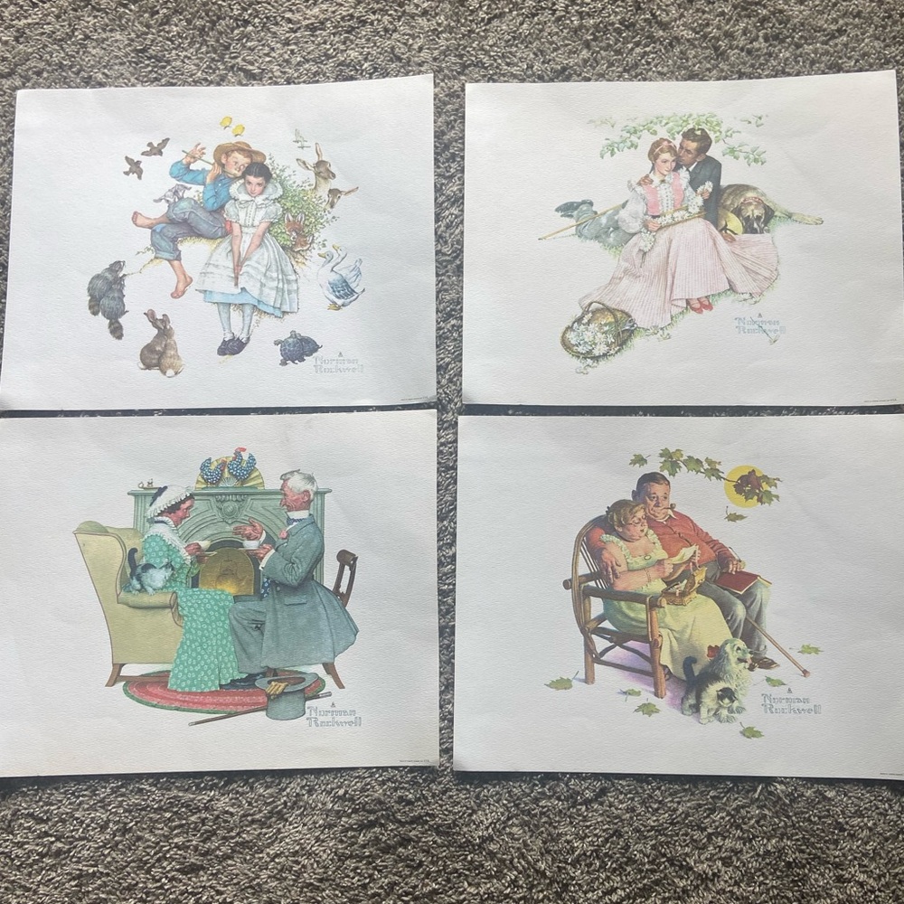 Vintage set of 4 Norman Rockwell prints